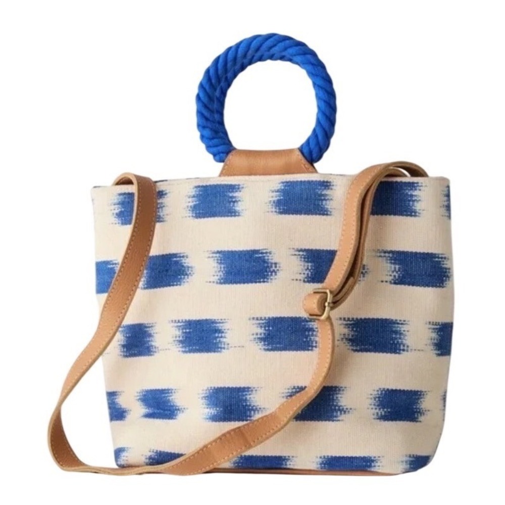Mercado Global Dalia Ikat Tote Bag Crossbody Purse Womens Coastal Nautical Beach